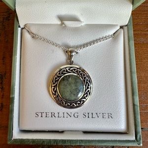 Sterling Silver Connemara Marble Celtic Pendant Necklace
